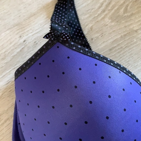 Freya Deco Dot Moulded Underwire Bra polka dot purple black size 32 I‎ - Picture 2 of 11
